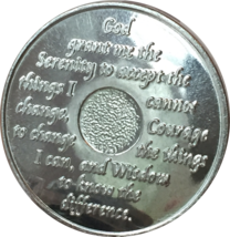 3 Month Purple Silver Plated AA Medallion 90 Day Chip Alcoholics Anonymous - £16.58 GBP