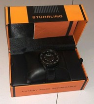 New in Box Authentic Stuhrling Original Black Stainless Steel Watch Glass Back - $74.51