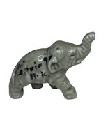 Vintage Gray Ceramic Elephant Figurine Hot Springs AR Trunk Up - $9.90