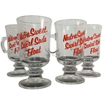 4 Glass Nutra Sweet Swirl Soda Float Mugs with Handles Libbey Glass 4.25&quot; VTG - £13.41 GBP