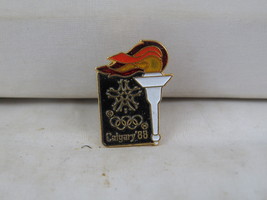 Vintage Olympic Pin - Calgary 1988 Torch with Event Logo - Stamped Pin - $15.00