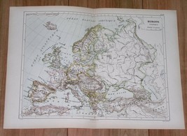 1887 Original Antique Political Map Of Europe Russia Germany Hungary Italy - $27.18