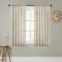 Mrtrees Sheer Curtains Beige 48 Inches Long Living Room Curtain Sheers Bedroom - £35.96 GBP