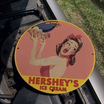 Vintage 1934 Hershey's ''The Purest Kind'' Ice Cream Porcelain Gas & Oil Sign - $125.00