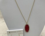Kendra Scott ELLE Drop Earrings &amp; Necklace Cranberry PINK RED Gold Dusted - £74.01 GBP