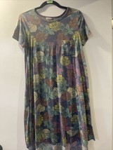 Lularoe Llr Size Small T-SHIRT Dress Lavender With Multicolor Floral #719 - £30.51 GBP