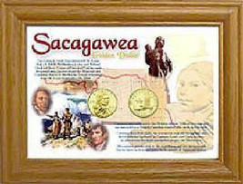 Sacagawea 2 Coin Frame, Sacagawea Series Solid Oak Frames 5x7 - £15.94 GBP