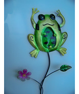 Garden Happy Frog Lawn Yard Decoration Frog Metal Stake 21&quot; - £19.59 GBP
