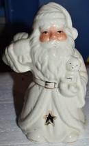 White Ceramic Santa Clause Tealight Candle Holder - $9.49