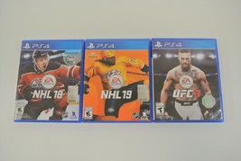 PlayStation 4 Lot of 3 Video Games NHL 18 &amp; 19 UFC 3 Sports Fighting PS4 - £18.08 GBP