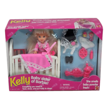 1994 Kelly Baby Sister Of Barbie In Crib W Accessories # 12489 Mattel New In Box - £44.83 GBP