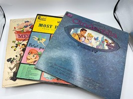 Vintage Disney Vinyl Record Lot Cinderella Story Book Beloved Merriest Songs LP - £7.46 GBP