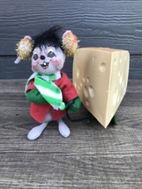 Mouse Annalee Doll 1999 Cheese Toboggan Sled￼ 7” Christmas Winter Rare S... - £24.50 GBP