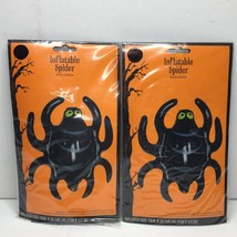 Set 2 Halloween Inflatable Black Spider 18&quot; Decor Yard Hanging Decoration Party - £15.81 GBP