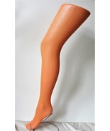 Orange Daisy Flower Ditsy Dot Patterned Lace Net Fishnet Tights Vintage ... - $7.15 CAD