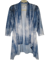 Adore Women&#39;s Sheer Blue Tie Dye Chiffon And Mesh Cardigan Cover Up Size M - £31.46 GBP