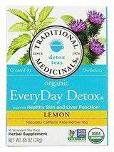 NEW Traditional Medicinals Tea Everyday Detox Lemon Healthy Skin and Liver .85oz - £8.41 GBP