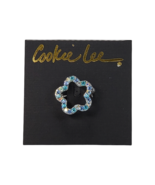 NEW Cookie Lee Flower Lapel Pin Blue Crystal Genuine - $5.51