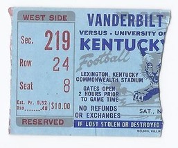 NCAA Football Ticket Stub Vanderbilt @ Kentucky Commonwealth Stadium Nov - £18.81 GBP