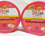 2X Yes To Grapefruit Glow-Boosting Exfoliating Acid Pads 12 Ct. Each - £21.97 GBP