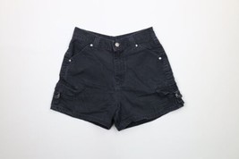 Vintage 90s Streetwear Womens 27 Faded Gothic Buckle Strap Cargo Shorts Black - £43.38 GBP