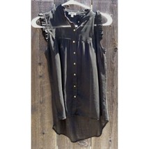LILY STAR BUTTON DOWN BLOUSE SHEER SLEVELESS XS - $8.00