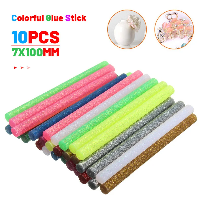 10Pcs/set Colored Hot Melt Glue Sti 7x100mm Adhesive orted Glitter Glue Stick Fo - £28.82 GBP