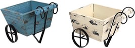 Wooden Planter Set of 2 Decorative Plant Pot Holder with Wheels Flower Pots Cont - £26.98 GBP