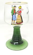 Innsbruck Wine Glass Tyrolean Couple Green Beehive Stem 1/8l 5 inch Vintage - $24.68