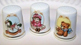 Set Of 3 Vintage Applause Thimbles - Porcelain - Made In Japan - Euc! - £6.28 GBP