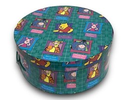 Vintage Classic Disney Winnie The Pooh/Tiger/Piglet Hat Box Round Teal - $65.33