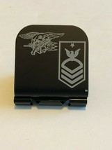 Us Navy Seal Trident With Sen Cpo Stripes Laser Etched Aluminum Hat Clip Brim-it - £9.42 GBP