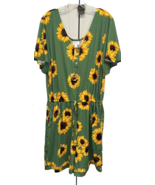 NWT LuLaRoe XL Green with Sunflowers Xanthe Romper W/Pockets Drawstring ... - $44.54