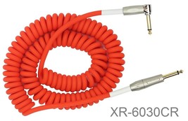 30ft Kirlin 1/4&quot; Mono M/M Right Angle Coiled Instrument Shielded Cable, Red - $47.99