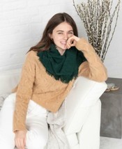 MSRP $35 Inc Raschel-Knit Loop Scarf With Fringe Green One Size - $12.11