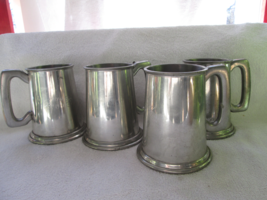 Raimond Viners of Sheffield, English pewter, 4 glass bottomed steins, en... - $40.00