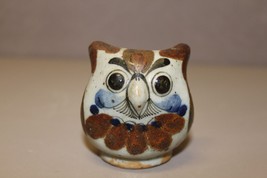 Hand Painted Owl Figurine Decorative,  Brown and Blue in Color - £15.79 GBP