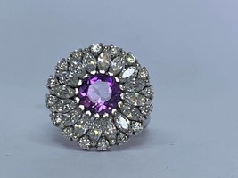 Midi Ring, Natural Purple amethyst ,Moissanite stone ,February Birthston... - £135.46 GBP