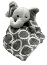 HB Hudson Baby Gray Elephant Lovey Security Blanket Circles 14 x 14 inch - £9.52 GBP