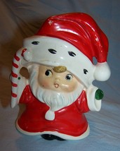 Vintage Lefton Child Santa w/Candy Cane Napkin Holder-#7593 - £14.83 GBP