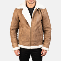 LE Francis D Brown-White Fur Leather Bomber Jacket - £112.86 GBP+