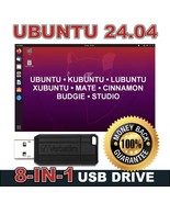 8-IN-1 UBUNTU LINUX USB 24.04.1 LTS Multi-Boot 64bit Live OS 64GB USB Drive - $19.95