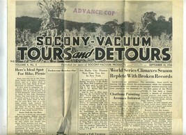 Socony Vacuum Tours &amp; Detours Mobil September 1934 World Series College ... - $17.87