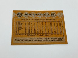 1988 Topps JOSE CANSECO Baseball Card #370 Oakland Athletics Great - £14.00 GBP