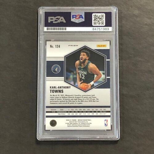 Primary image for 2020-21 Panini Mosaic #124 Karl-Anthony Towns Signed Card AUTO PSA Slabbed Timbe