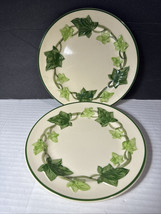 Vintage Set 2 Franciscan Green Ivy Earthenware Cake Plate 6.5" Oven Safe USA - $12.19