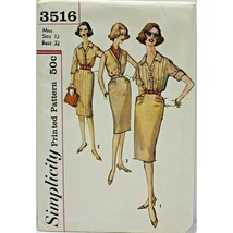 Vintage 1960s Simplicity Sewing Pattern 3516 Misses Skirt Blouse Size 12... - $11.69