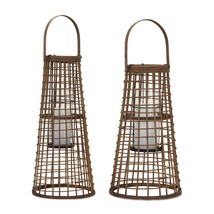 Candle Holder (Set of 2) 23&quot;, 28&quot;H Bamboo/Metal - £116.84 GBP