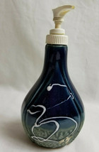 Hively Pottery Soap Lotion Pump Hand-Thrown Blues Drip Glaze White Swirl - $36.50