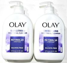 2 Pack Olay Smoothing Daily Facial Cleanser Retinol 24 Peptide Sulfate Free 16oz - $35.99